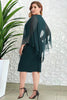 Load image into Gallery viewer, Plus Size Round Neck Navy Mother of The Bride Dress with Cape