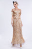 Load image into Gallery viewer, Fringes Glitter Long Flapper Dress with Short Sleeves