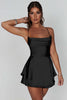 Load image into Gallery viewer, Black A-line Satin Tiered Short Formal Dress