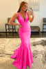 Load image into Gallery viewer, Light Pink Deep V Neck Mermaid Formal Dress