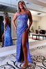 Load image into Gallery viewer, Sparkly Light Purple Mermaid Backless Long Formal Dress with Slit