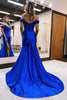 Load image into Gallery viewer, Sparkly Royal Blue Corset Mermaid Long Formal Dress with Slit