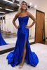 Load image into Gallery viewer, Glitter Royal Blue Corset Mermaid Long Formal Dress with Slit