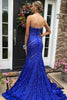 Load image into Gallery viewer, Sky Blue Sequins Strapless Long Formal Dress