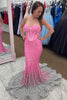 Load image into Gallery viewer, Rose Gold Sparkly Sequins Mermaid Long Formal Dress