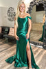 Load image into Gallery viewer, Dark Green Off The Shoulder Mermaid Corset Long Formal Dress with Slit