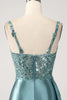 Load image into Gallery viewer, Sparkly Blue Mermaid Corset Satin Long Formal Dress with Slit