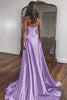 Load image into Gallery viewer, Fuchsia  A-Line Corset Satin Long Formal Dress with Slit