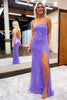 Load image into Gallery viewer, Sequins Spaghetti Straps Sheath Golden Formal Dress with Slit