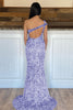 Load image into Gallery viewer, Mermaid One Shoulder Dark Purple Sequins Long Formal Dress