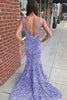 Load image into Gallery viewer, Mermaid Blue V-Neck Sequins Long Formal Dress