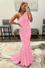 Load image into Gallery viewer, Coral Sequins Mermaid Long Formal Dress