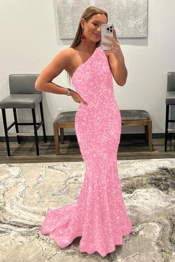 Coral Sequins Mermaid Long Formal Dress