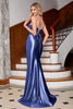 Load image into Gallery viewer, Fuchsia Spaghetti Straps Satin Mermaid Formal Dress with Slit