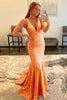 Load image into Gallery viewer, Light Pink Deep V Neck Mermaid Formal Dress