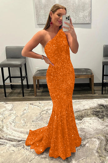 Coral Sequins Mermaid Long Formal Dress