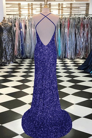 Royal Blue Sequin Mermaid Formal Dress