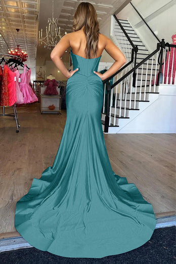 Red Mermaid Sweetheart Long Formal Dress with Slit