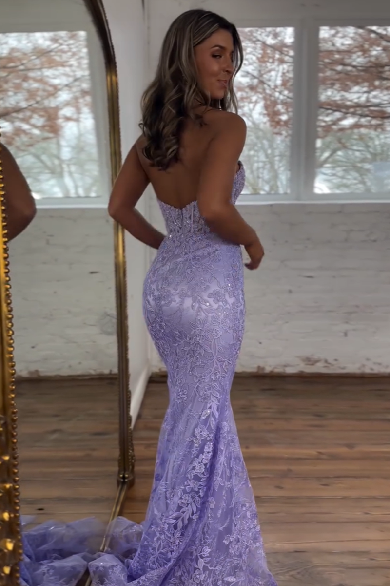 Load image into Gallery viewer, Sparkly Light Blue Lace Mermaid Corset Long Formal Dress