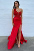 Load image into Gallery viewer, Sparkly Fushcia Mermaid Lace-Up Back Long Formal Dress with Slit