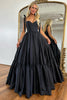 Load image into Gallery viewer, Black A-Line Tiered Long Formal Dress with Ruffles