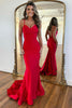 Load image into Gallery viewer, Red Mermaid Backless Spaghetti Straps Long Satin Formal Dress