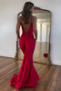 Load image into Gallery viewer, Red Mermaid Backless Spaghetti Straps Long Satin Formal Dress