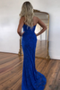 Load image into Gallery viewer, Sparkly Hot Pink Mermaid Strapless Long Lace Formal Dress with Slit