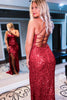 Load image into Gallery viewer, Sparkly Royal Blue Backless Sequins Long Formal Dress with Slit