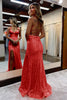 Load image into Gallery viewer, Sparkly Orange Sequins Mermaid Formal Dress