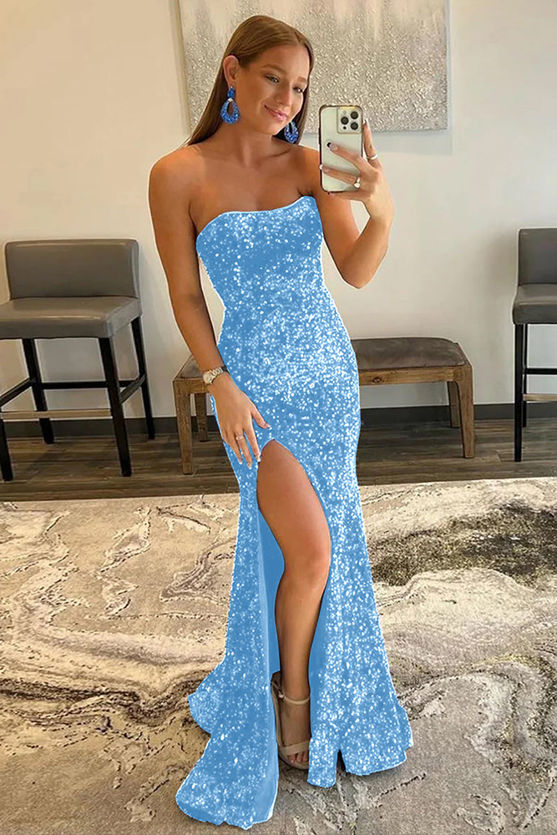 Load image into Gallery viewer, Royal Blue Sequin Mermaid Long Formal Dress