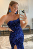 Load image into Gallery viewer, Royal Blue Sequin Mermaid Long Formal Dress