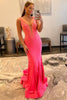 Load image into Gallery viewer, Mermaid Deep V Neck Orange Long Formal Dress with Beading