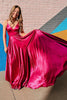 Load image into Gallery viewer, Simple A Line Spaghetti Straps Hot Pink Long Formal Dress with Slit