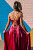 Load image into Gallery viewer, Simple A Line Spaghetti Straps Hot Pink Long Formal Dress with Slit