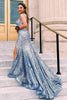 Load image into Gallery viewer, Sky Blue Sequins Strapless Long Formal Dress