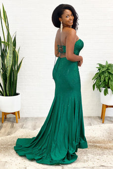 Sparkly Dark Green Sequins Mermaid Long Formal Dress