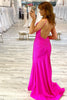 Load image into Gallery viewer, Sparkly Hot Pink Mermaid Sequins Long Formal Dress with Slit