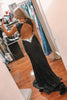 Load image into Gallery viewer, Black Deep V-Neck Mermaid Formal Dress with Slit