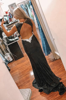 Black Deep V-Neck Mermaid Formal Dress with Slit