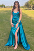 Load image into Gallery viewer, Peacock Green Sweetheart Long Formal Dress with Slit