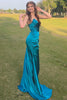 Load image into Gallery viewer, Peacock Green Sweetheart Long Formal Dress with Slit