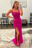 Load image into Gallery viewer, Hot Pink Spaghetti Straps Formal Dress With Slit