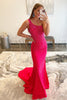 Load image into Gallery viewer, Hot Pink One Shoulder Mermaid Formal Dress