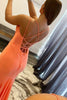 Load image into Gallery viewer, Orange Spaghetti Straps Blackless Mermaid Formal Dress