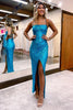 Load image into Gallery viewer, Sheath Halter Blue Sequins Formal Dress with Silt