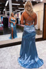 Load image into Gallery viewer, Sheath Spaghetti Straps Blue Long Formal Dress with Silt