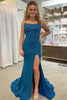 Load image into Gallery viewer, Mermaid Spaghetti Straps Blue Long Formal Dress with Beading