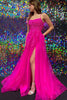 Load image into Gallery viewer, Hot Pink Tulle A Line Formal Dress with Appliques