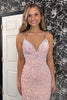 Load image into Gallery viewer, Sparkly Pink Backless Sequins Long Formal Dress